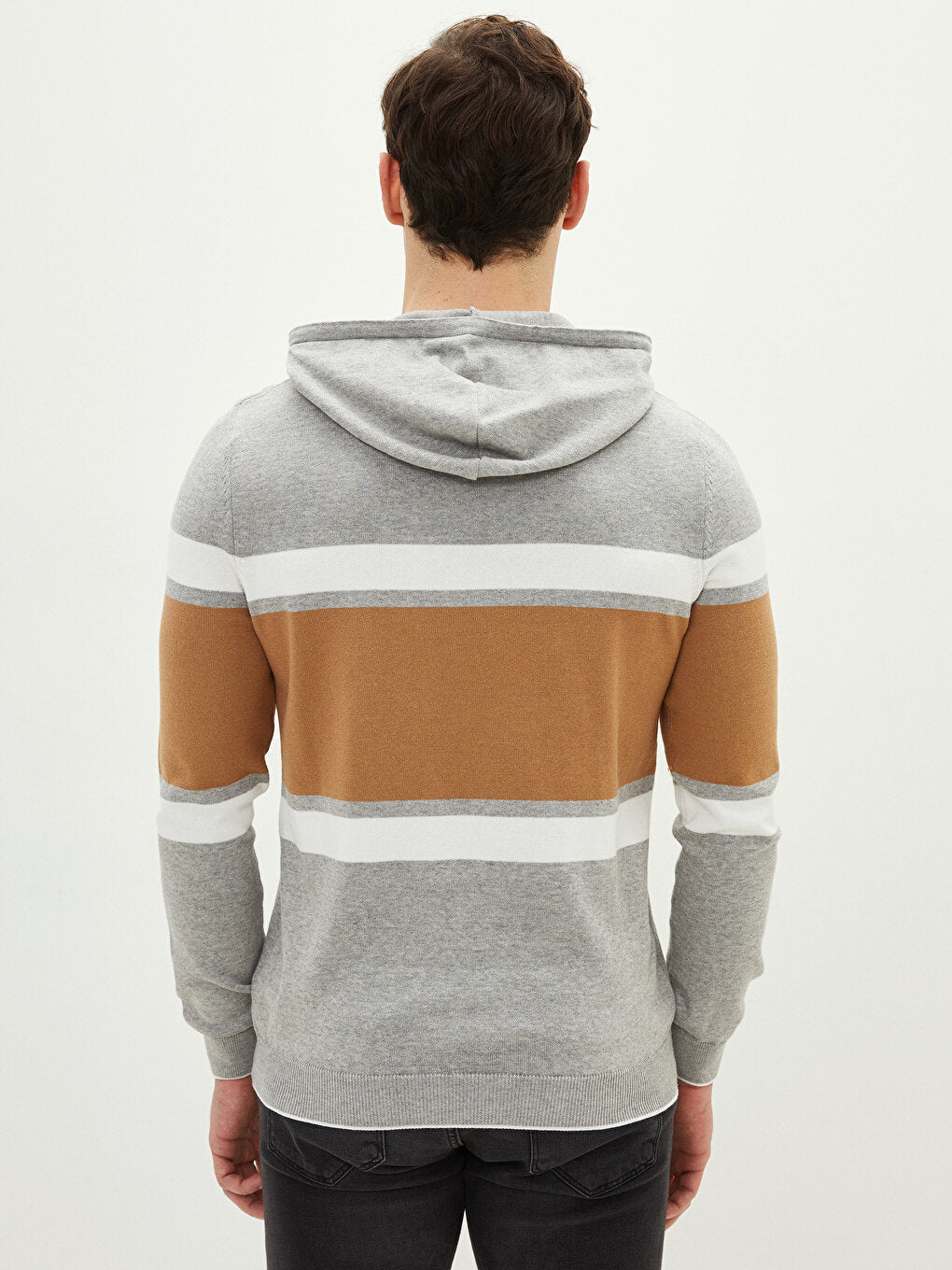 Hooded Long Sleeve Men's Knitwear Sweater