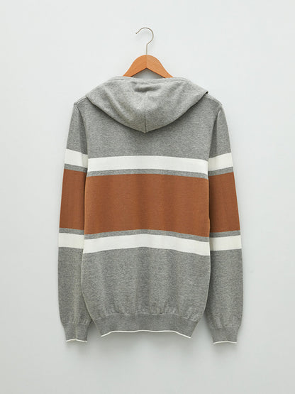 Hooded Long Sleeve Men's Knitwear Sweater