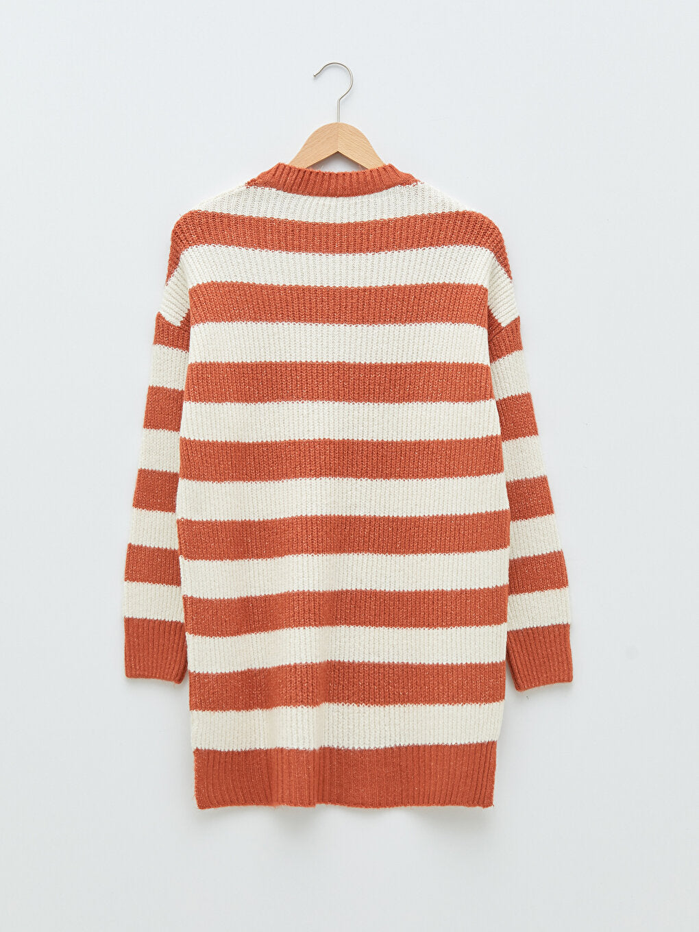 Crew Neck Striped Long Sleeve Women's Knitwear Tunic