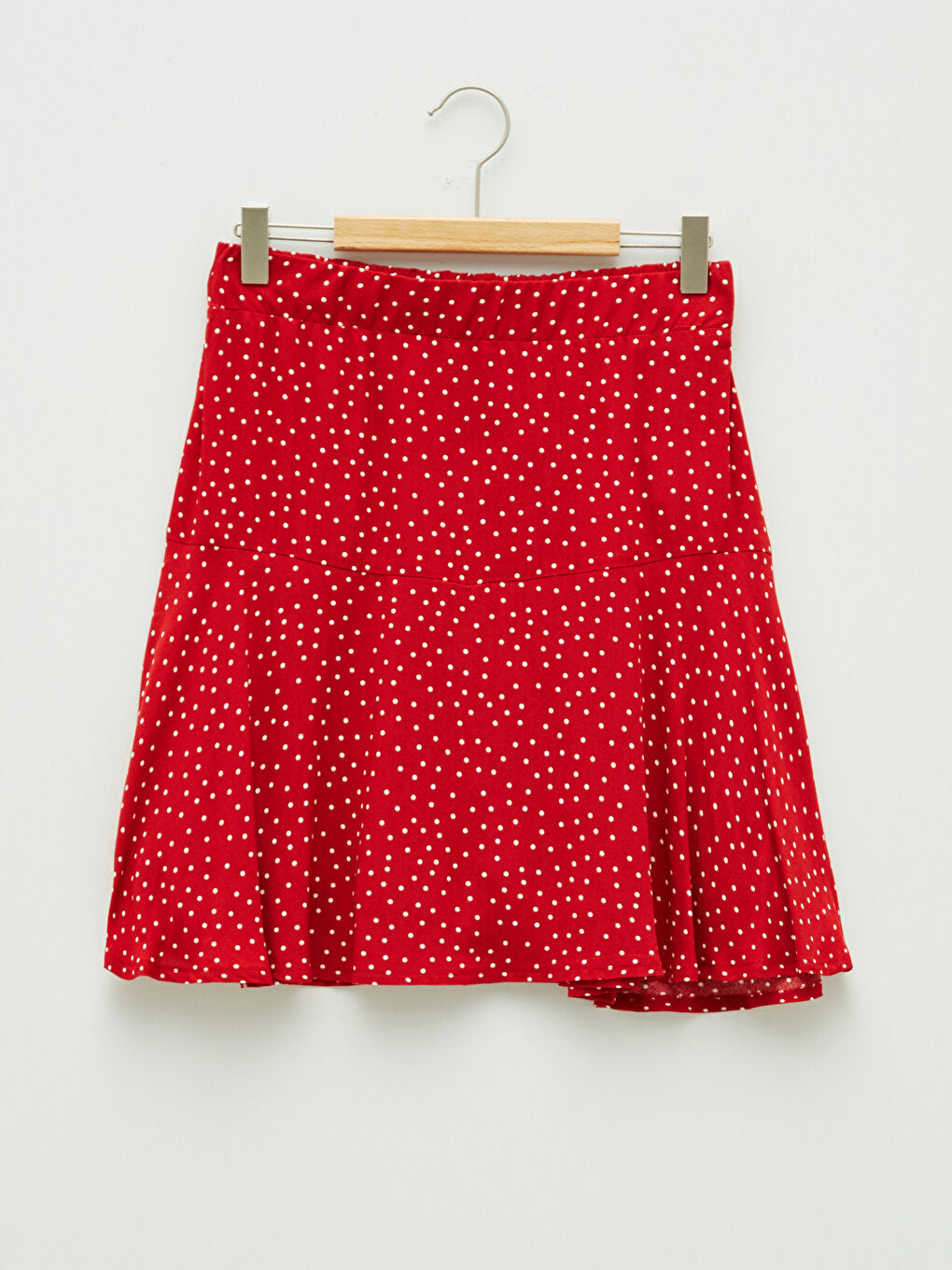 Polka Dot Patterned Viscose Women's Shorts Skirt with Elastic Waist