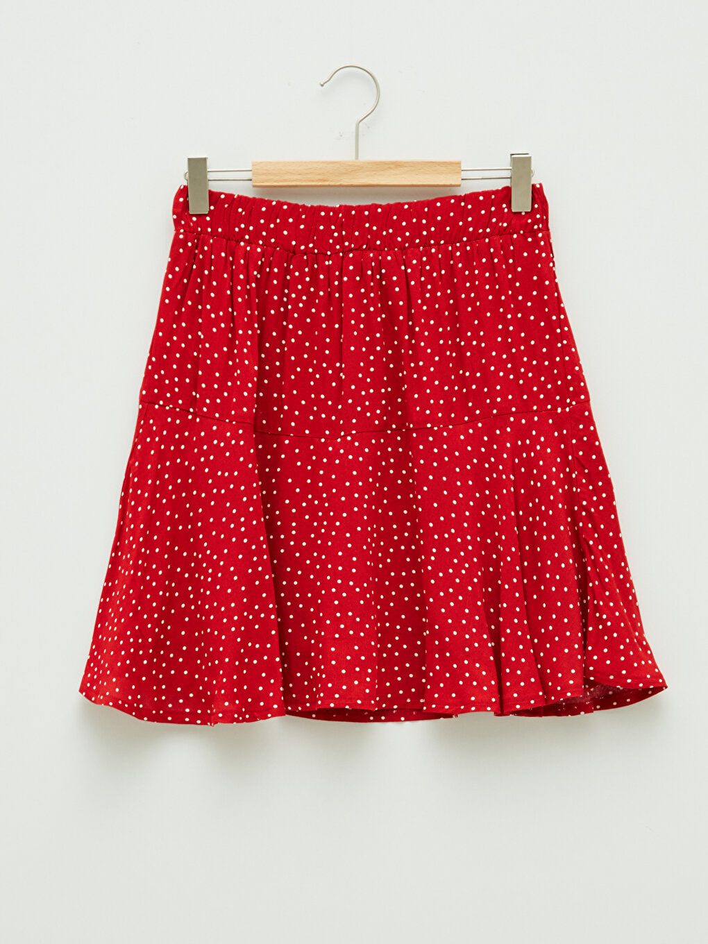 Polka Dot Patterned Viscose Women's Shorts Skirt with Elastic Waist