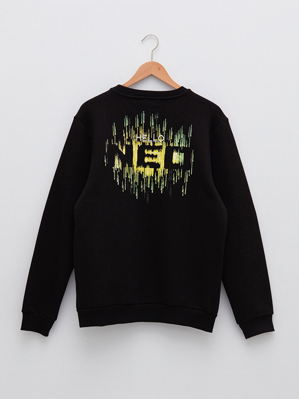 Crew Neck Long Sleeve Matrix Printed Men's Sweatshirt