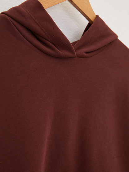 Hooded Plain Pocket Detailed Long Sleeve Women's Sweatshirt