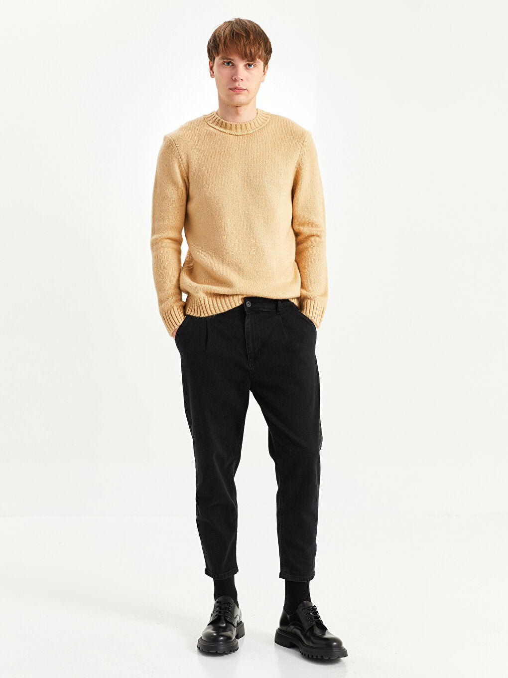 Half Turtleneck Long Sleeve Men's Knitwear Sweater