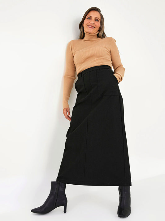 Plain Pocket Detailed Gabardine Fabric Women's Skirt