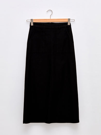 Plain Pocket Detailed Gabardine Fabric Women's Skirt