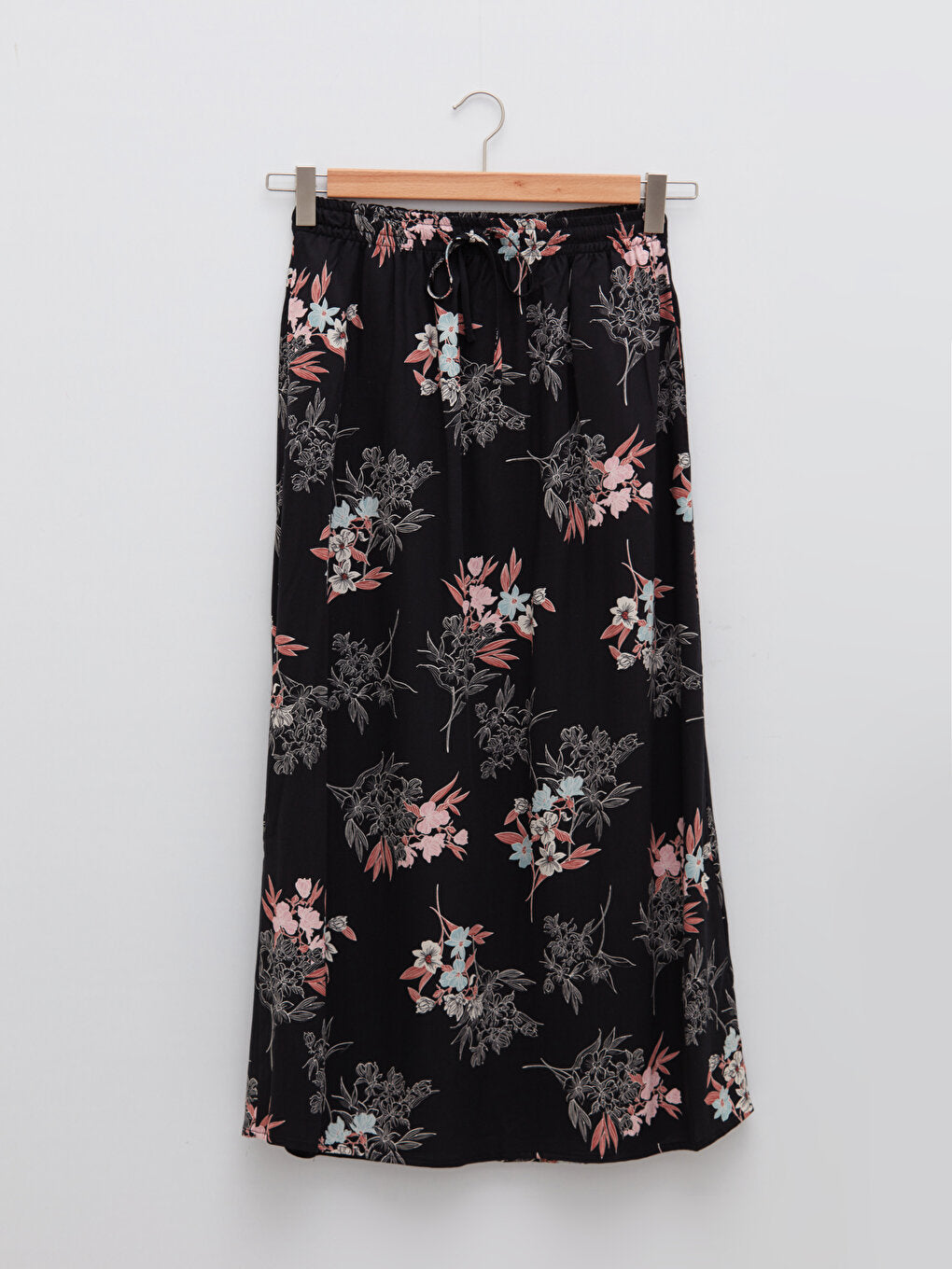 Floral A-Line Viscose Women's Skirt with Elastic Waist