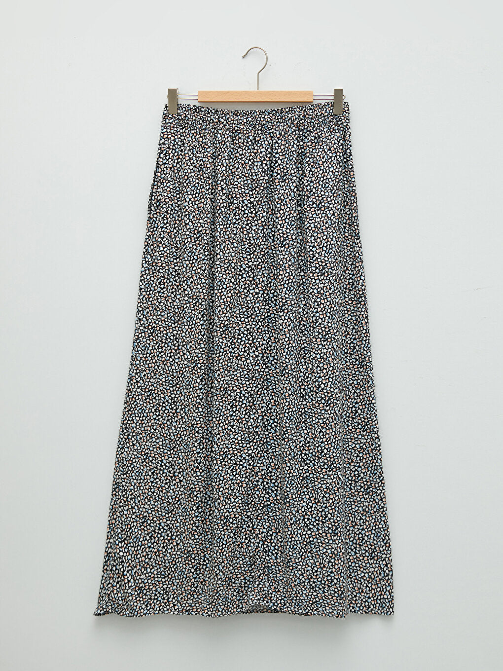 Patterned A-Line Viscose Women's Skirt with Elastic Waist