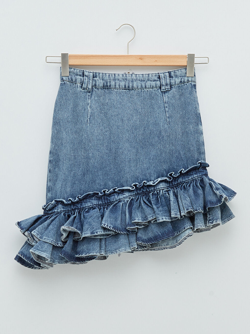 Standard Fit Ruffle Detailed Women's Rodeo Jean Skirt