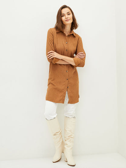 Plain Long Sleeve Velvet Women's Shirt Tunic