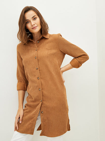 Plain Long Sleeve Velvet Women's Shirt Tunic