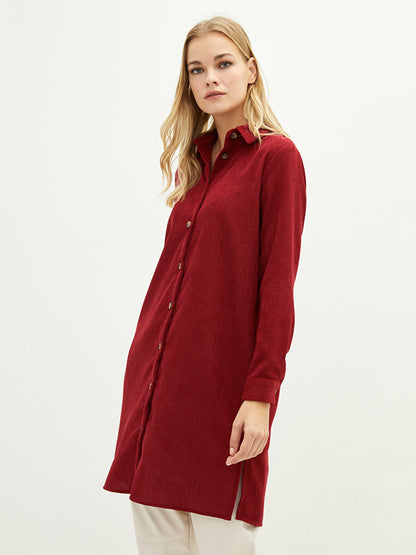 Plain Long Sleeve Velvet Women's Shirt Tunic