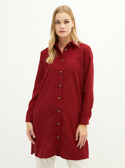 Plain Long Sleeve Velvet Women's Shirt Tunic