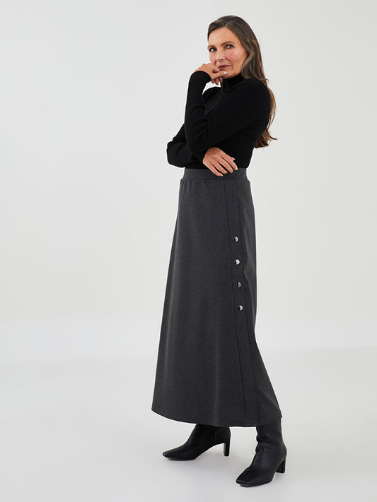 Plain Ponte Fabric Women's Skirt with Elastic Waist