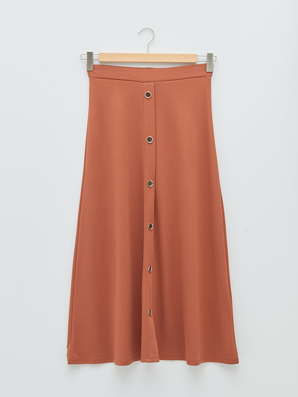 Plain Women's Flared Skirt with Elastic Waist