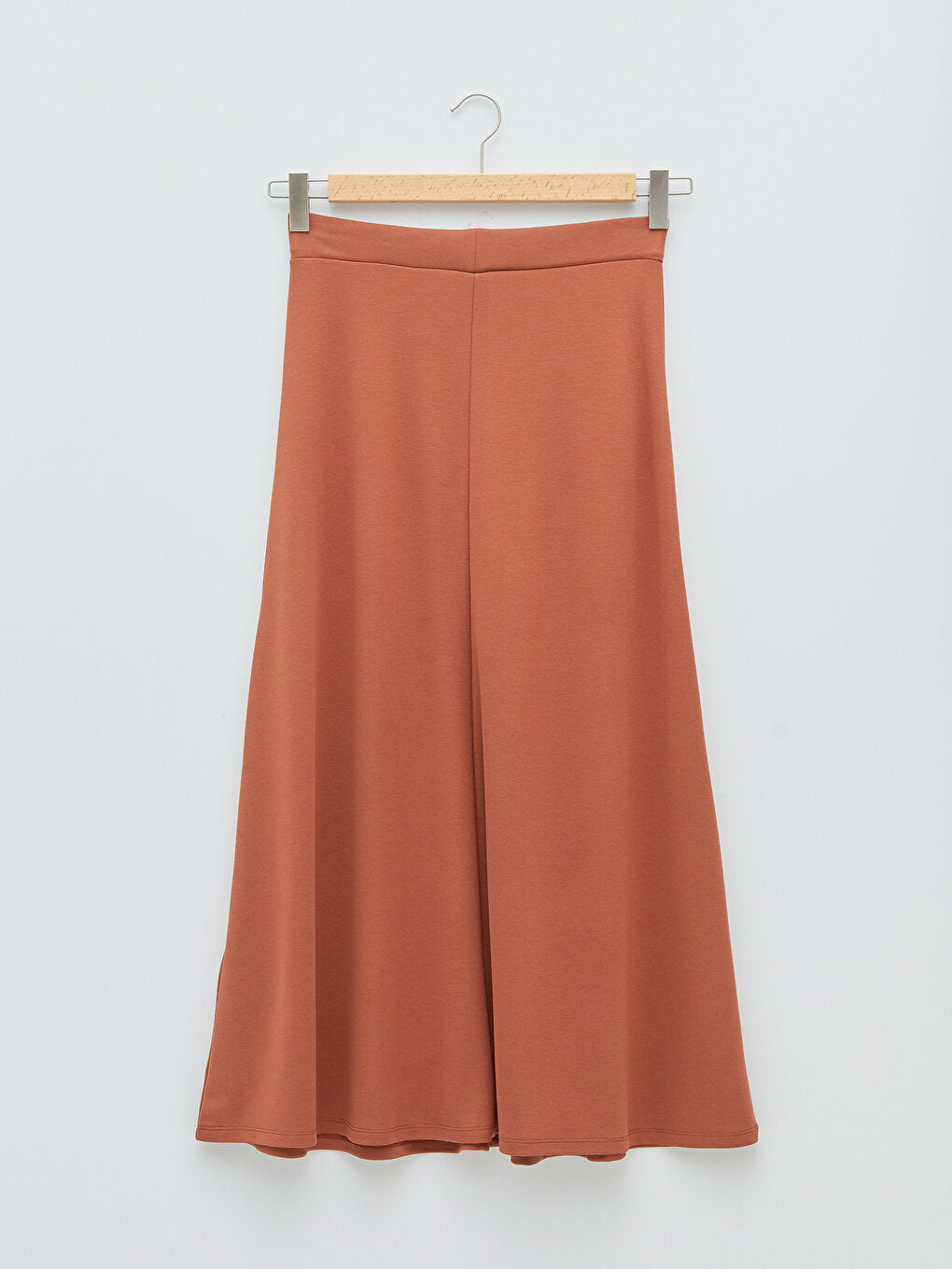 Plain Women's Flared Skirt with Elastic Waist