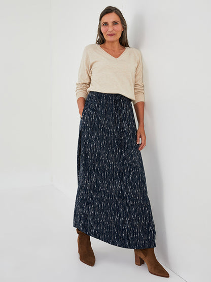 Patterned A-Line Belmando Fabric Women's Skirt with Elastic Waist