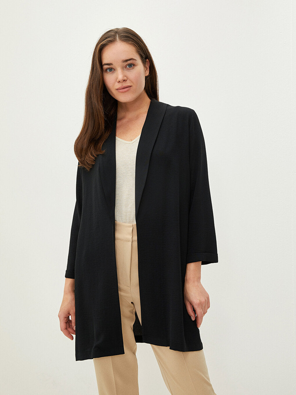 Shawl Collar Plain Long Sleeve Women's Blazer Jacket