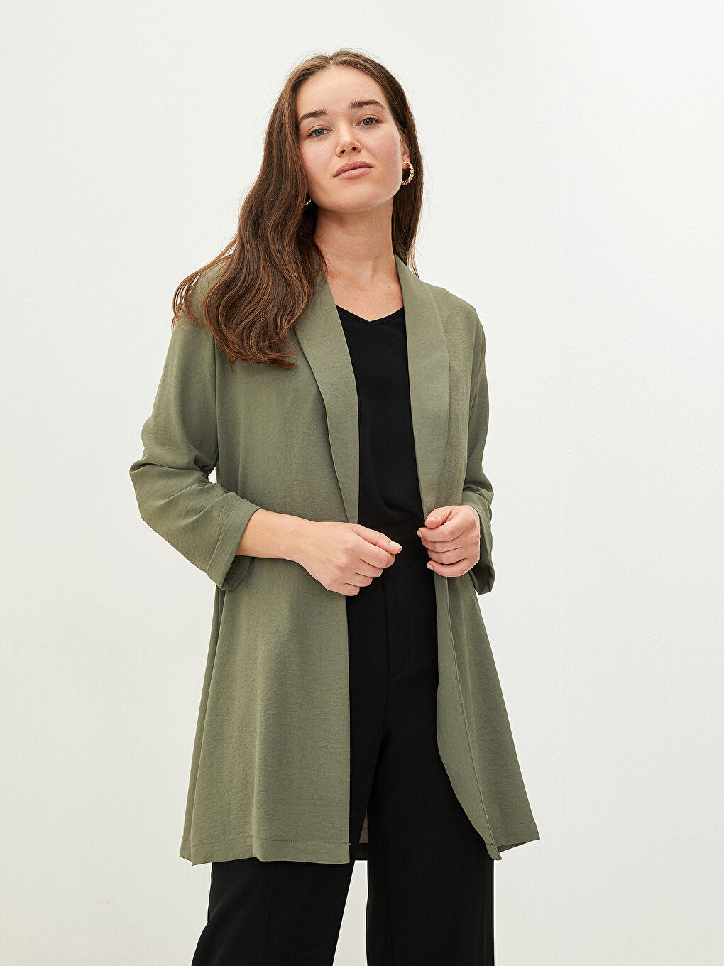 Shawl Collar Plain Long Sleeve Women's Blazer Jacket