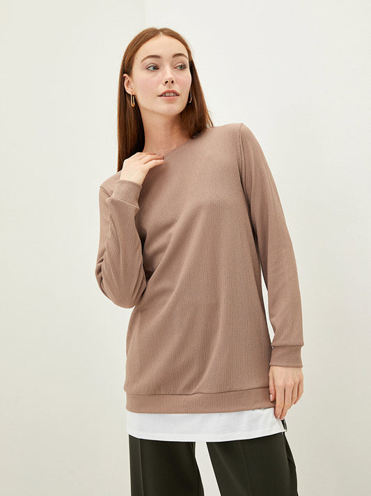 Crew Neck Plain Long Sleeve Women's Tunic