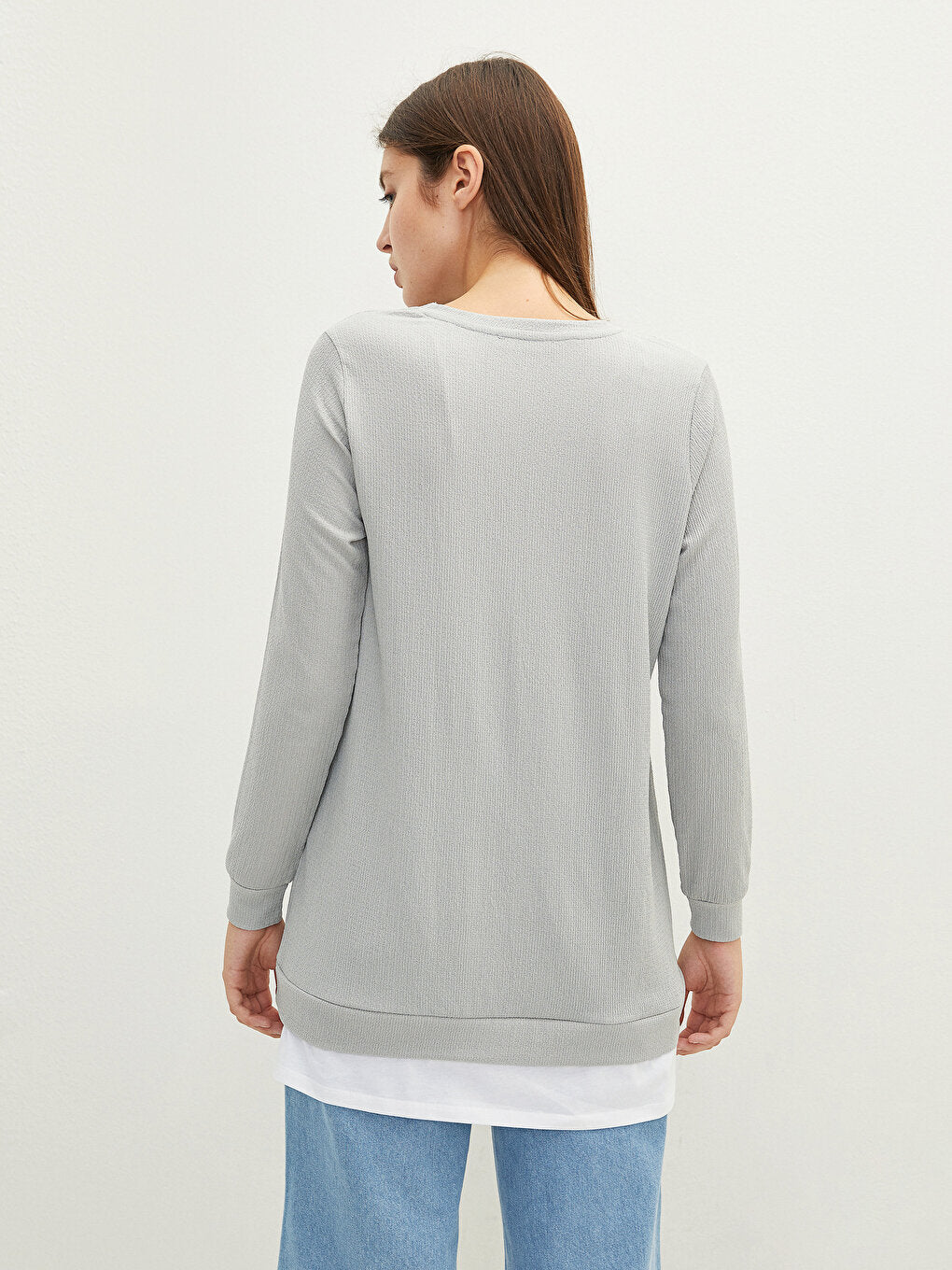 Crew Neck Plain Long Sleeve Women's Tunic