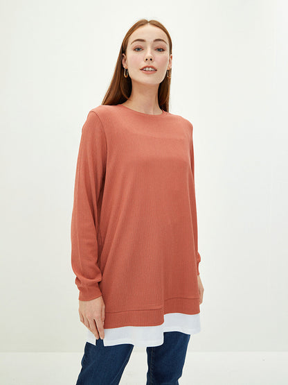 Crew Neck Plain Long Sleeve Women's Tunic