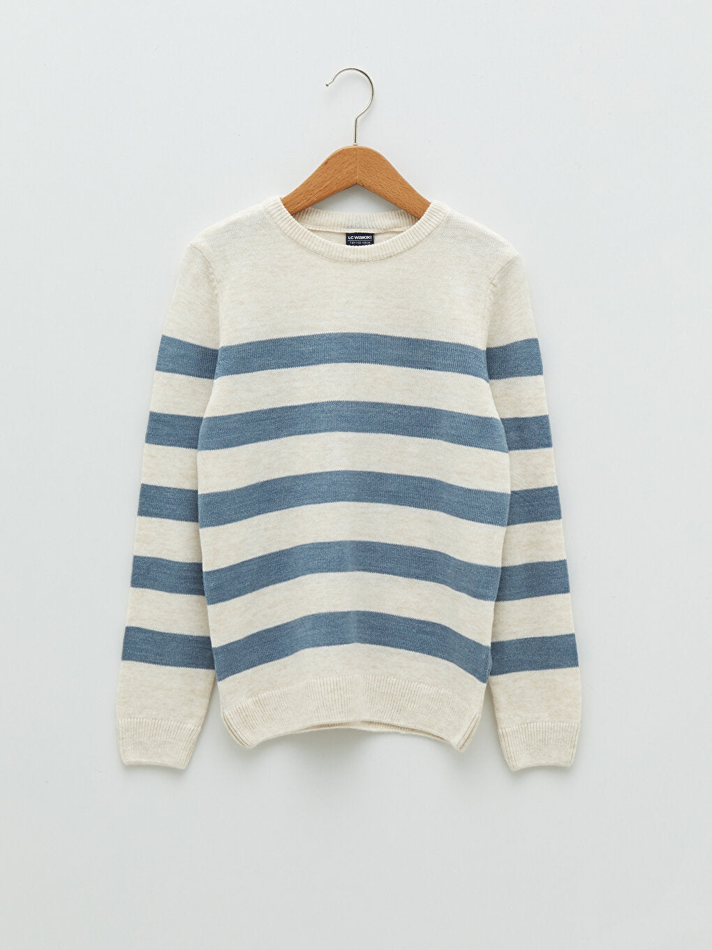 Crew Neck Striped Long Sleeve Boy's Knitwear Sweater