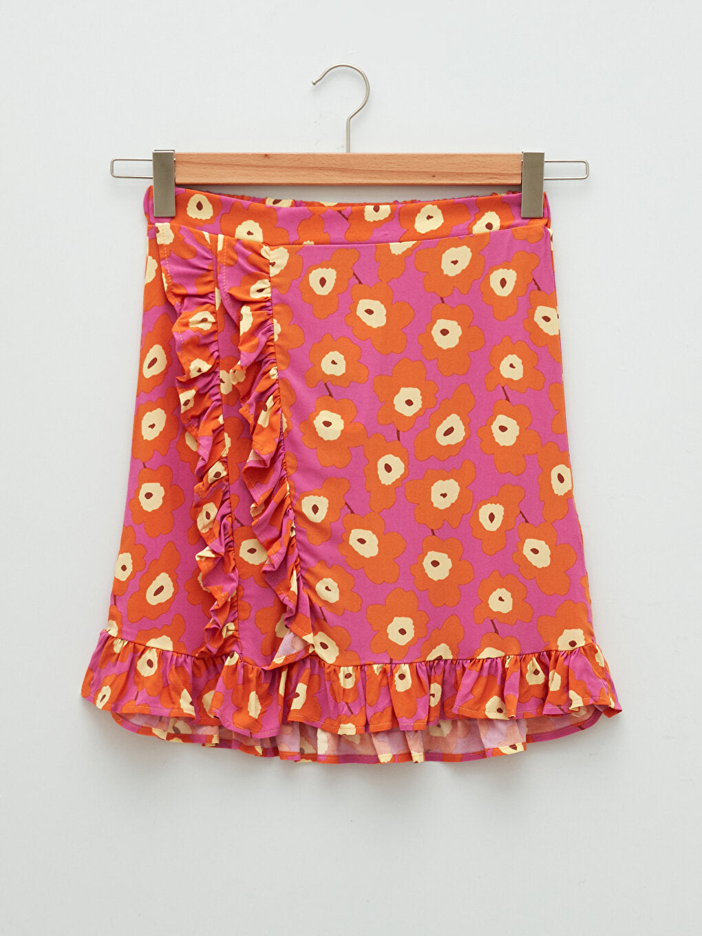 Floral Viscose Women's Skirt with Elastic Waist