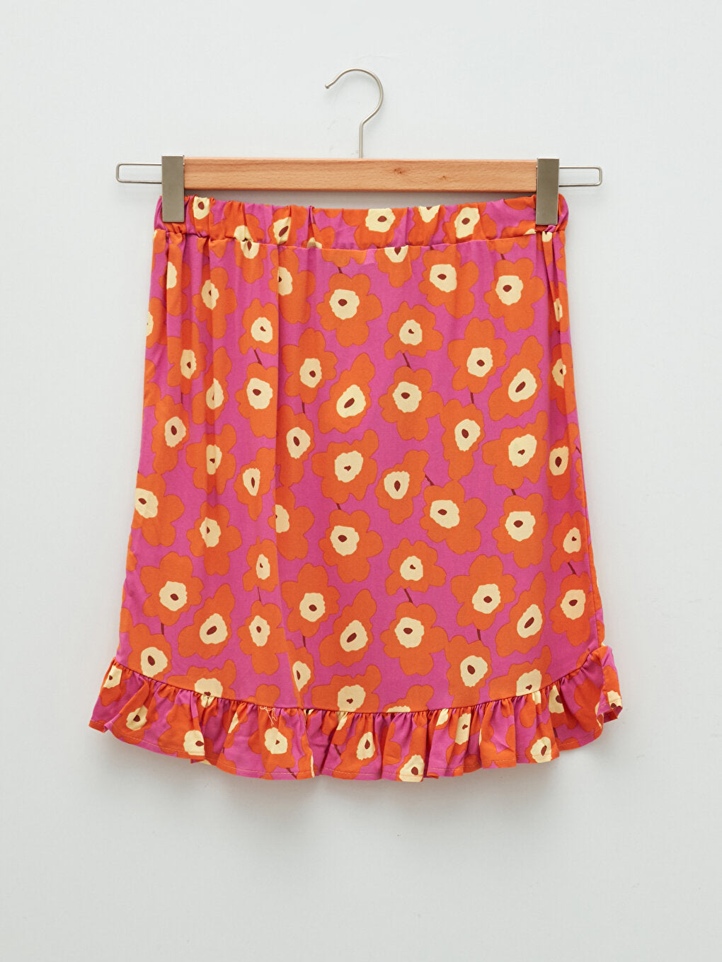 Floral Viscose Women's Skirt with Elastic Waist