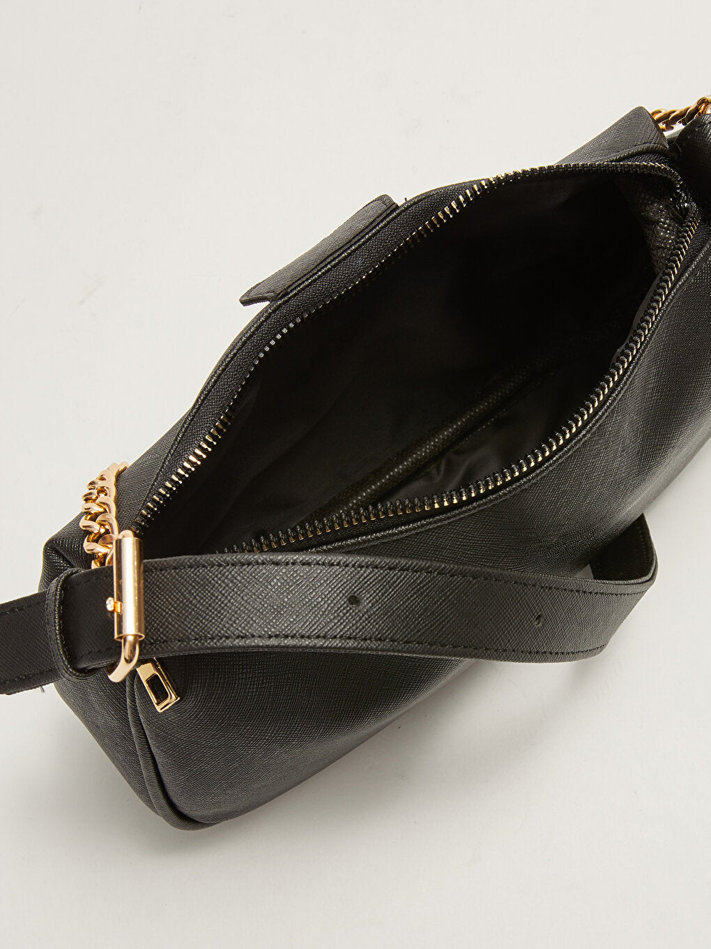 Leather Look Women's Baguette Bag with Chain Detail