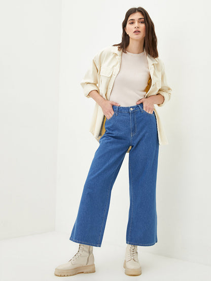 Women's Standard Fit Pocket Detailed Straight Jean Trousers