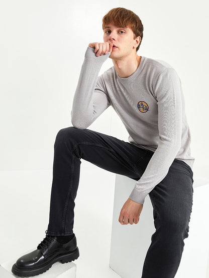 Crew Neck Long Sleeve Men's Knitwear Sweater