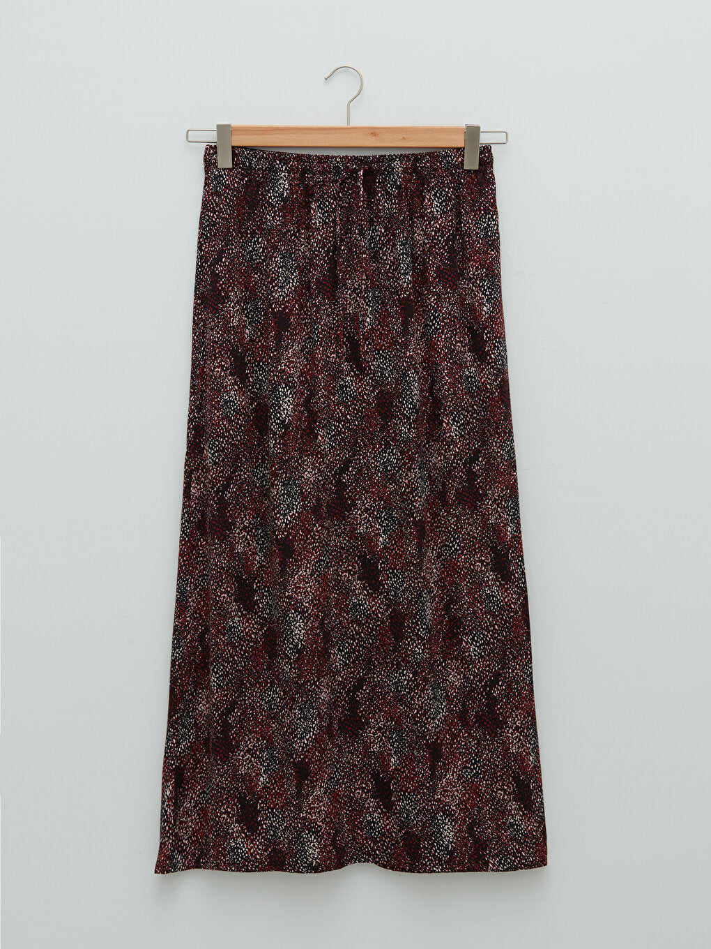 Patterned A-Line Viscose Women's Skirt with Elastic Waist and Tie Detail