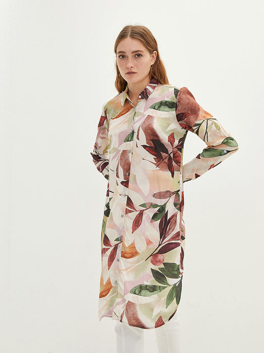 Floral Long Sleeve Viscose Women's Shirt Tunic