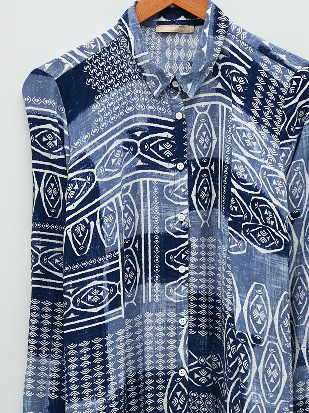 Patterned Long Sleeve Viscose Women's Shirt Tunic