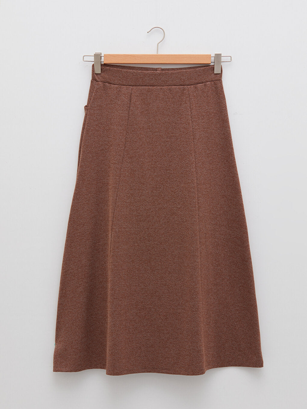 Patterned Ponte Fabric Women's Flared Skirt with Elastic Waist