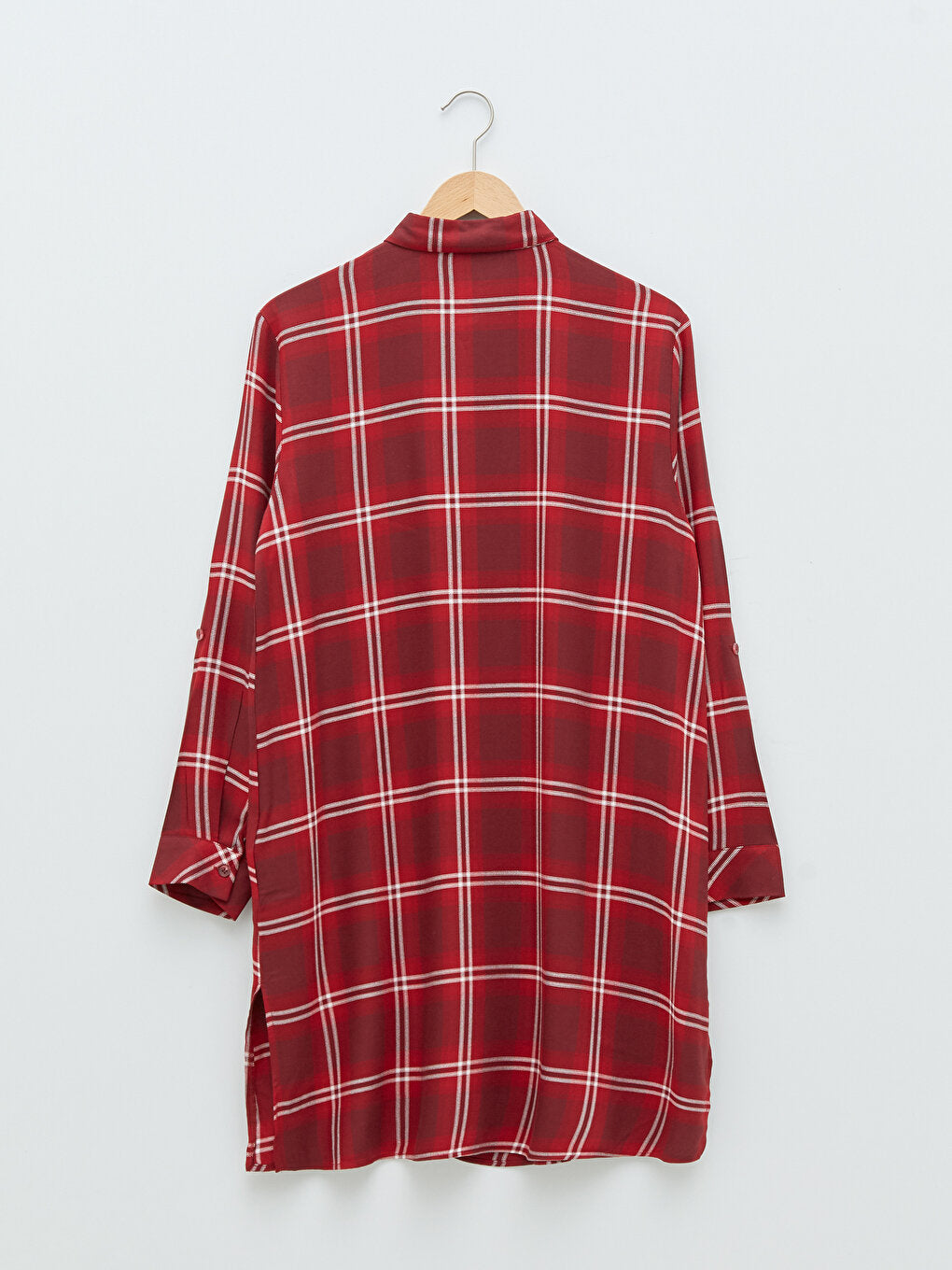 Plaid Long Sleeve Viscose Women's Shirt Tunic