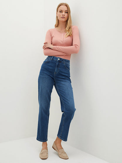 High Waist Skinny Fit Women's Rodeo Jean Trousers with Pocket Detail