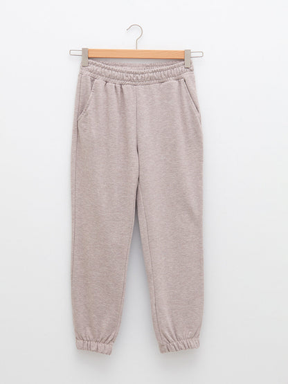 Women's Jogger Sweatpants with Elastic Waist and Flat Pocket Detail