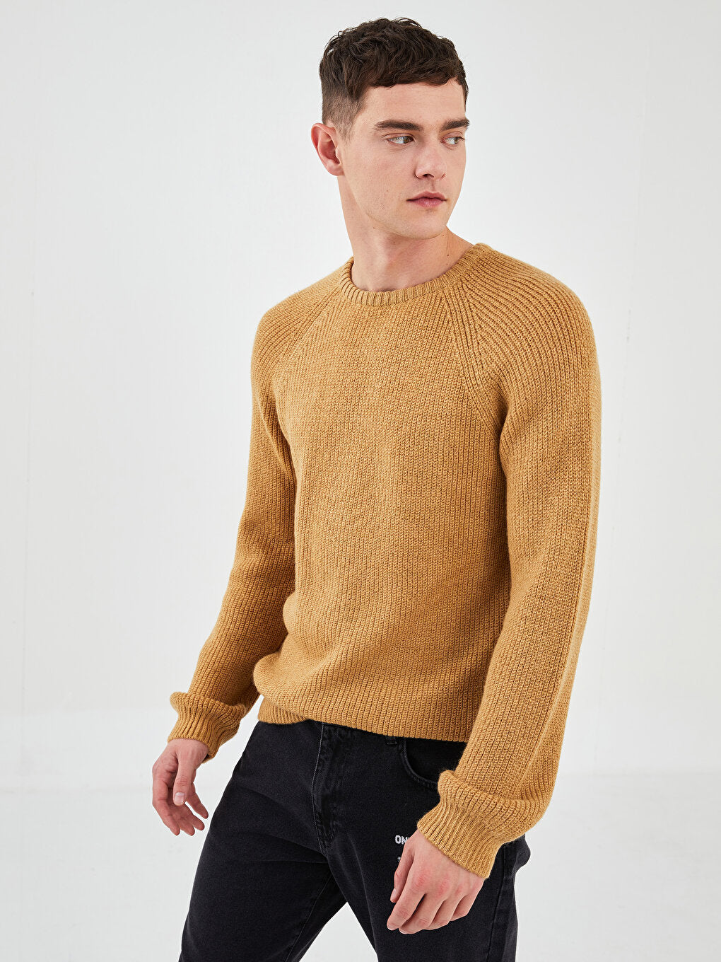 Crew Neck Long Sleeve Men's Knitwear Sweater