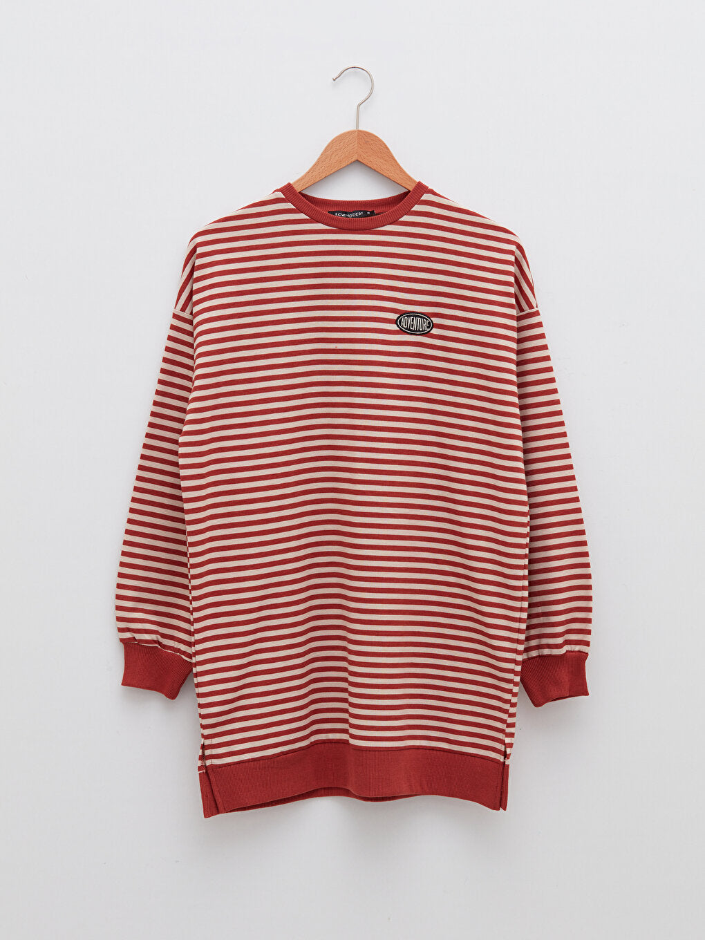 Crew Neck Striped Long Sleeve Oversize Women's Sweatshirt Tunic