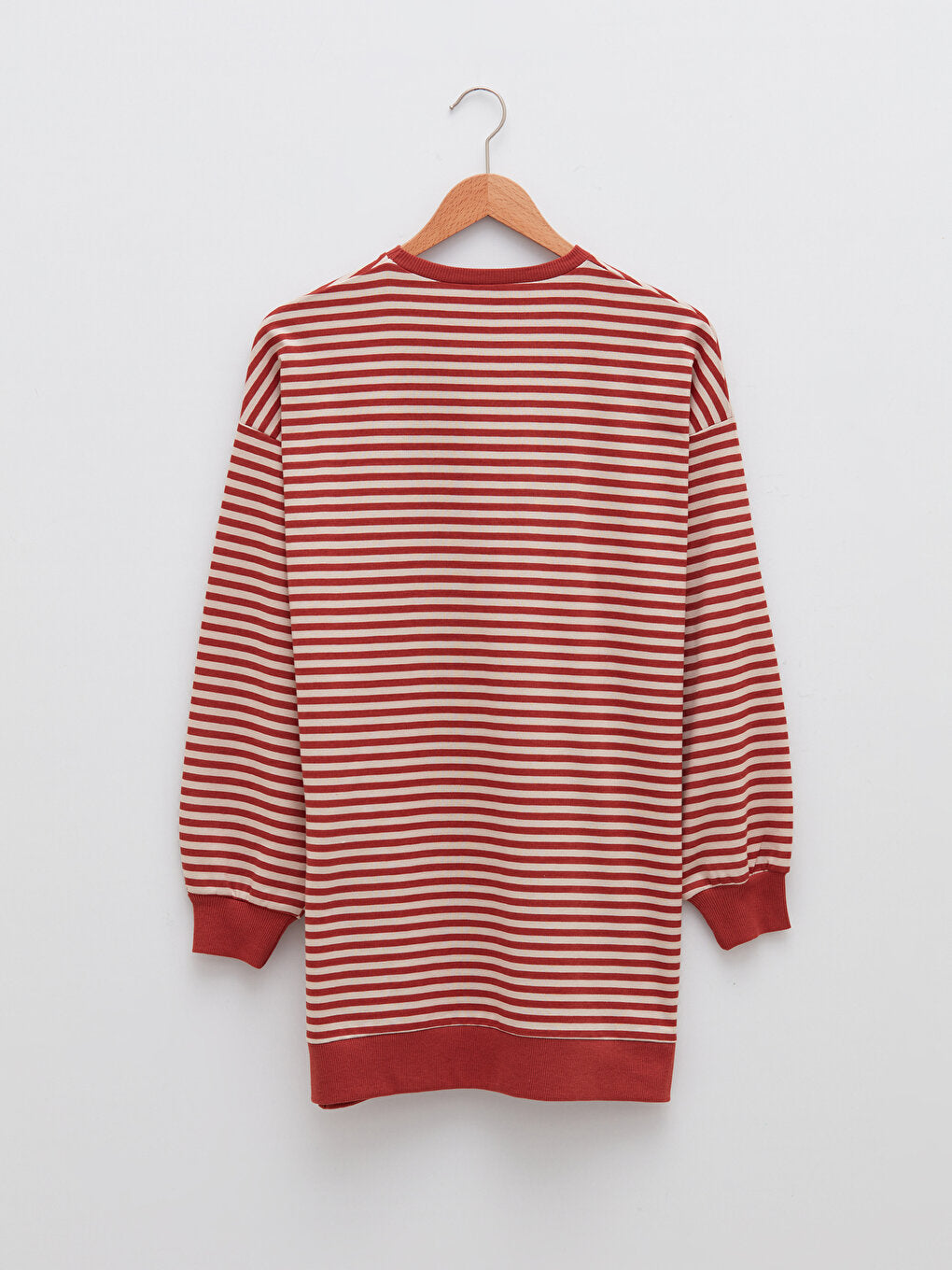 Crew Neck Striped Long Sleeve Oversize Women's Sweatshirt Tunic