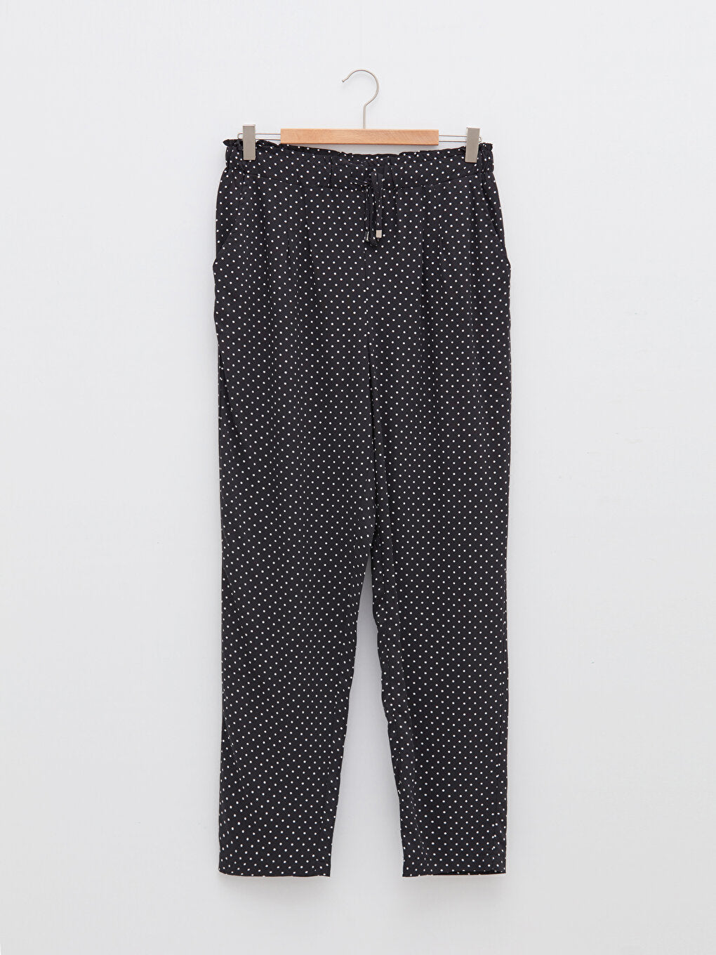 Elastic Waist Polka Dot Pocket Detailed Viscose Women's Trousers