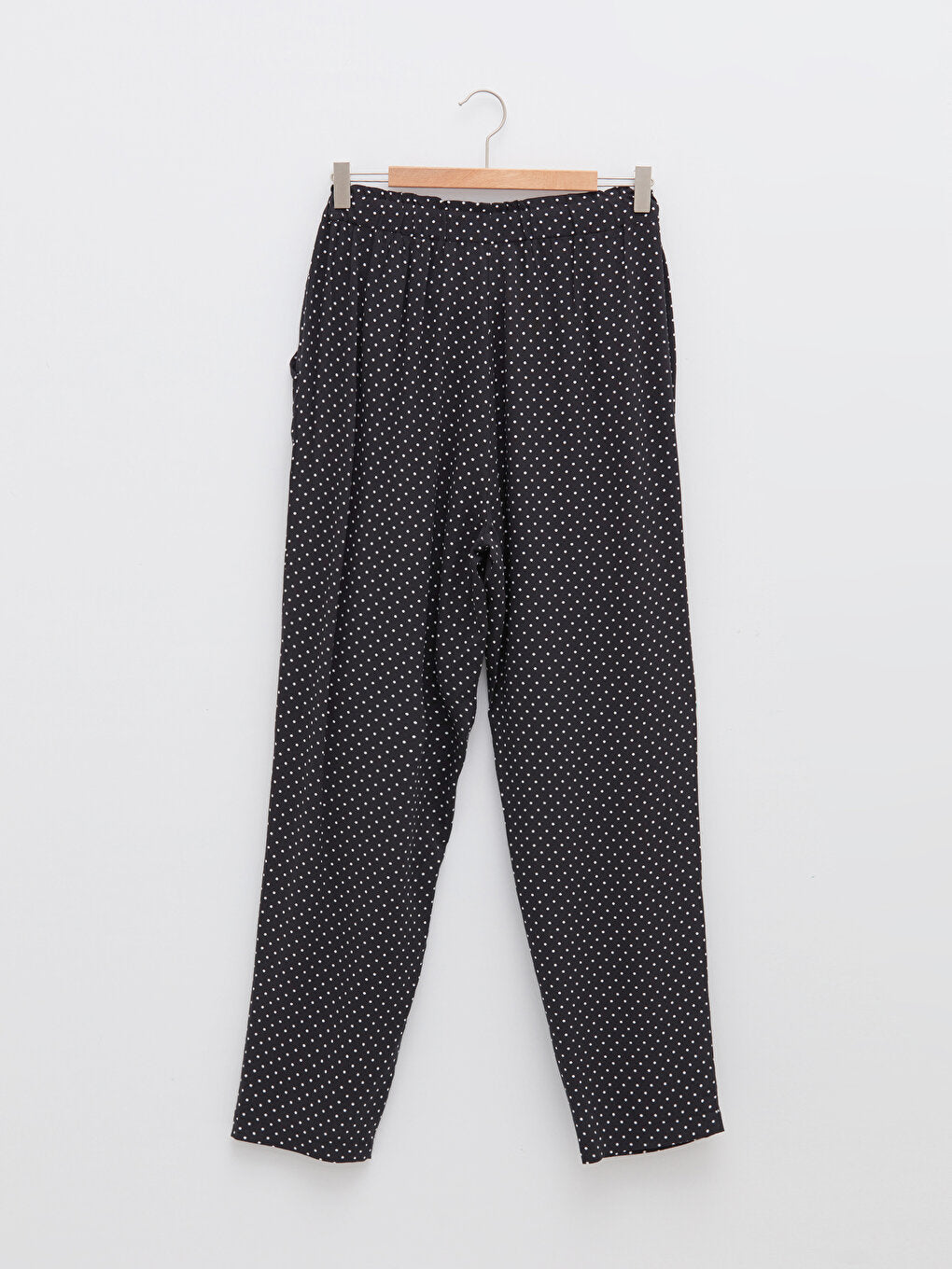 Elastic Waist Polka Dot Pocket Detailed Viscose Women's Trousers