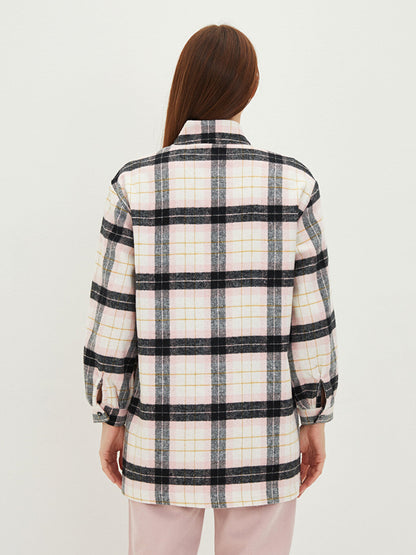 Magnificent Collar Plaid Long Sleeve Women's Tunic