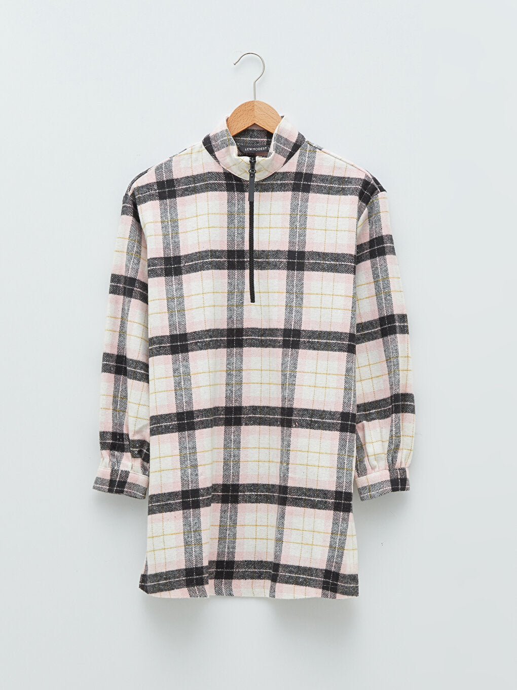 Magnificent Collar Plaid Long Sleeve Women's Tunic