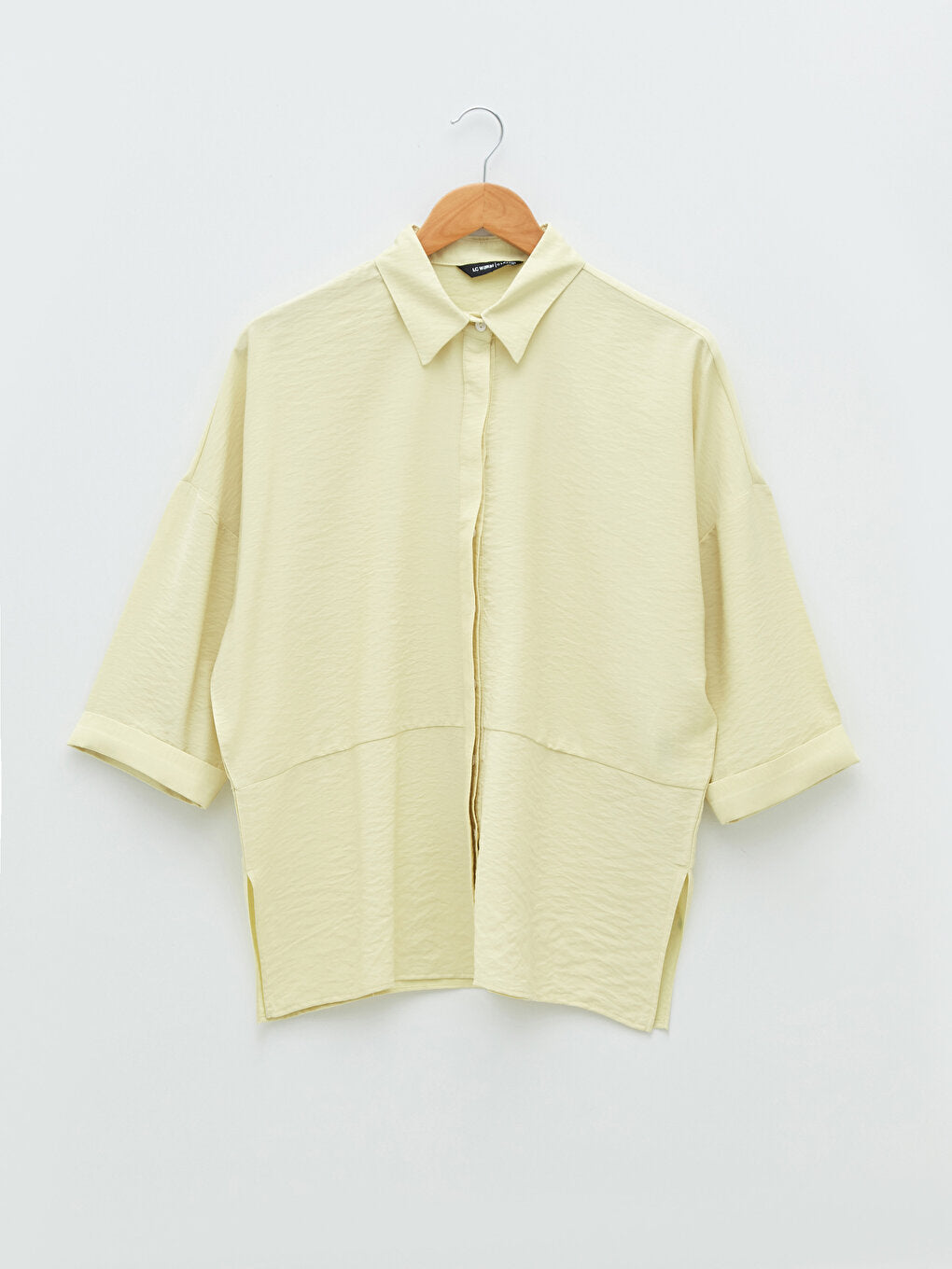 Front Button Closure Plain Short Sleeve Women's Shirt