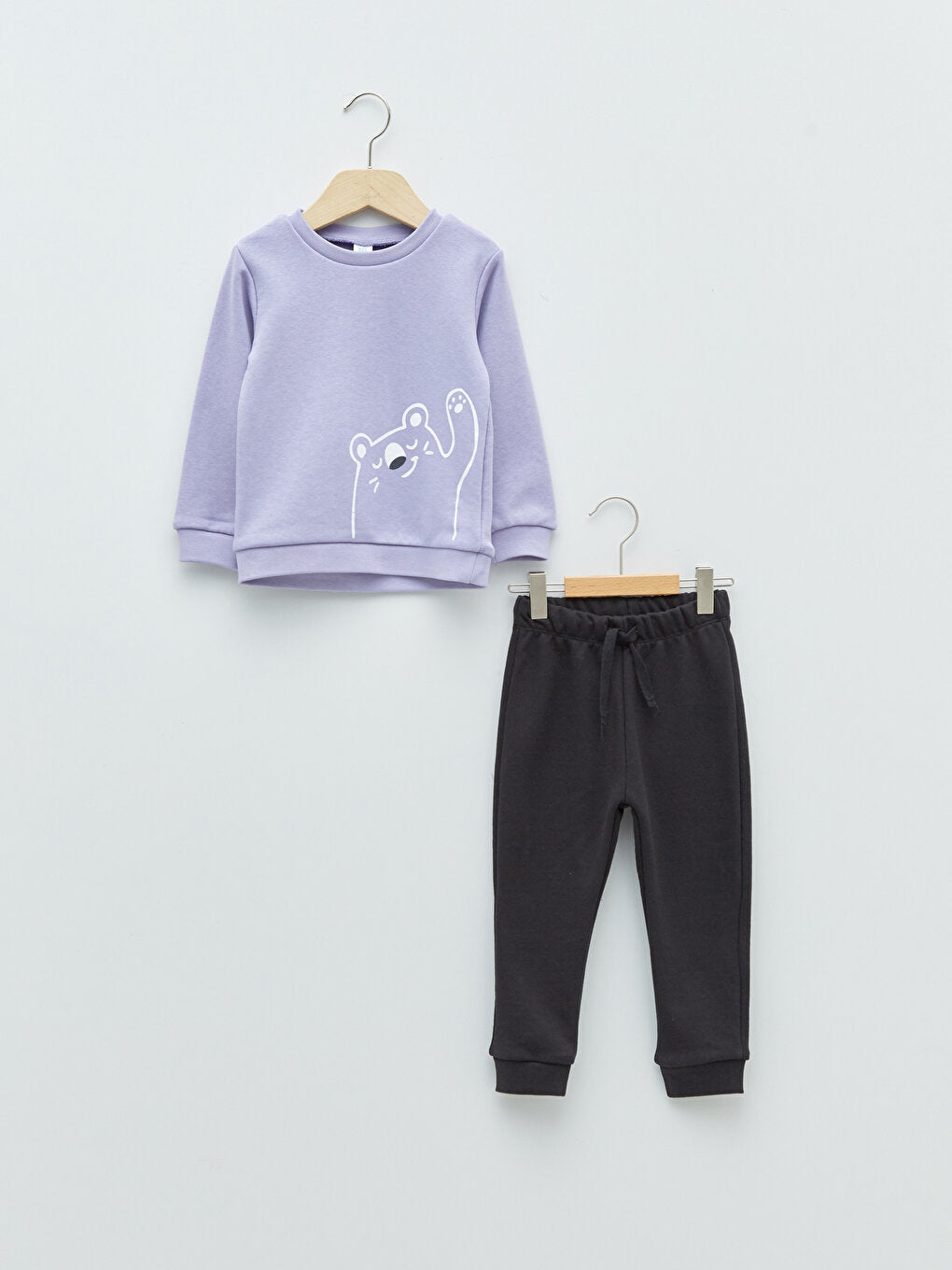 Crew Neck Long Sleeve Printed Baby Boy Sweatshirt and Trousers 2-Piece Set