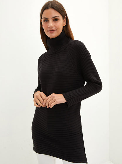 Turtleneck Striped Long Sleeve Women's Knitwear Tunic