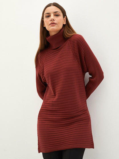 Turtleneck Striped Long Sleeve Women's Knitwear Tunic